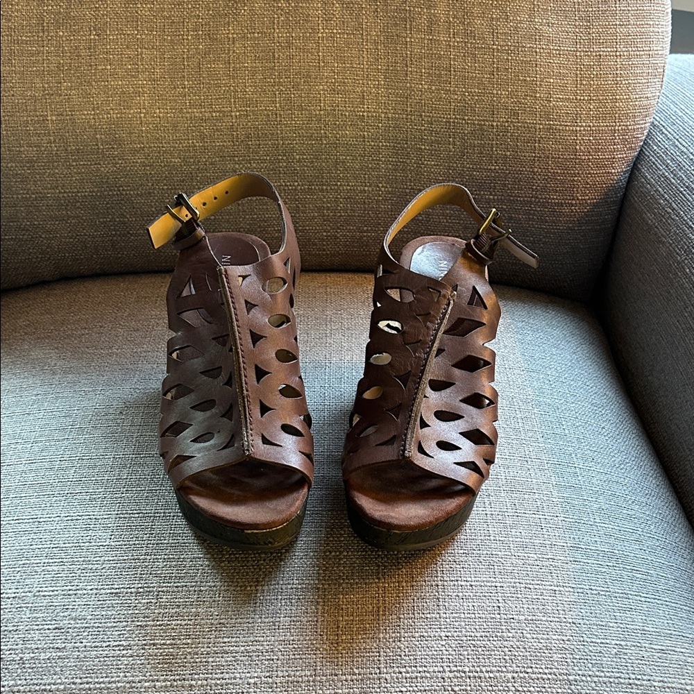 Nine West Dark Brown Cutout Sandals